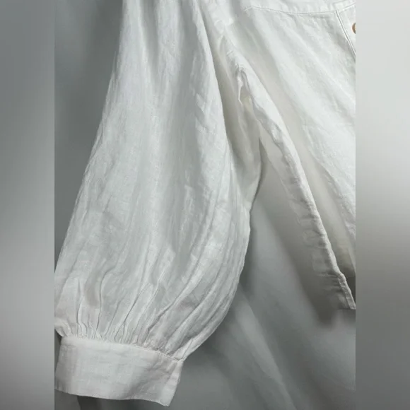 J.CREW Size XXL Squareneck Button-Up top 100% Linen White - Picture 13 of 16